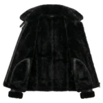 Finest Women's Black Faux Fur Leather Jacket MAS Leather Garments Inner View