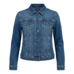 Handcrafted Women's Classic Blue Denim Jacket MAS Leather Garments