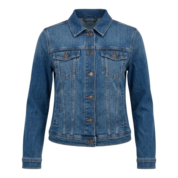 Handcrafted Women's Classic Blue Denim Jacket MAS Leather Garments