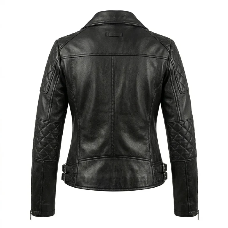 Heritage Inspired Women's Black Leather Custom Jackets MAS Leather Garments Back View