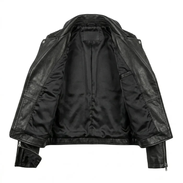 Heritage Inspired Women's Black Leather Custom Jackets MAS Leather Garments Inner View