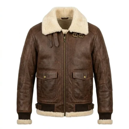 High-End Men's Brown Leather Aviator Jacket MAS Leather Garments