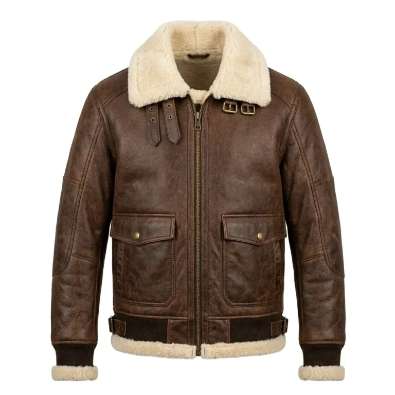 High-End Men's Brown Leather Aviator Jacket MAS Leather Garments