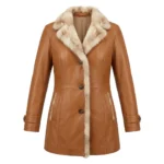 Masterpiece Women's Tan Leather Fur Coat MAS Leather Garments