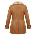 Masterpiece Women's Tan Leather Fur Coat MAS Leather Garments Back View