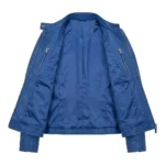 Opulent Women's Blue Leather Lined Jacket MAS Leather Garments Inner View