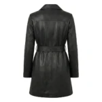 Refined Women's Black Leather Wrap Coat MAS Leather Garments Back View