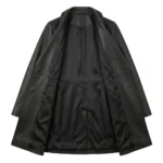 Refined Women's Black Leather Wrap Coat MAS Leather Garments Inner View