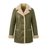 Statement Piece Women's Olive Green Leather Shearling Coats MAS Leather Garments