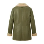Statement Piece Women's Olive Green Leather Shearling Coats MAS Leather Garments Back View