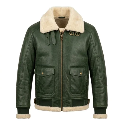 Superior Men's Green Leather Aviator Jacket MAS Leather Garments