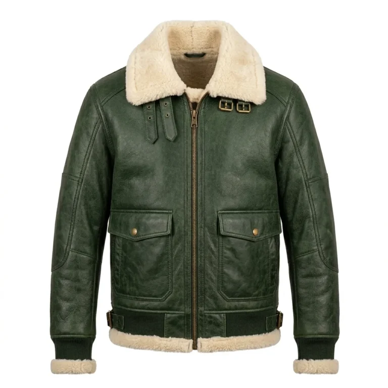 Superior Men's Green Leather Aviator Jacket MAS Leather Garments