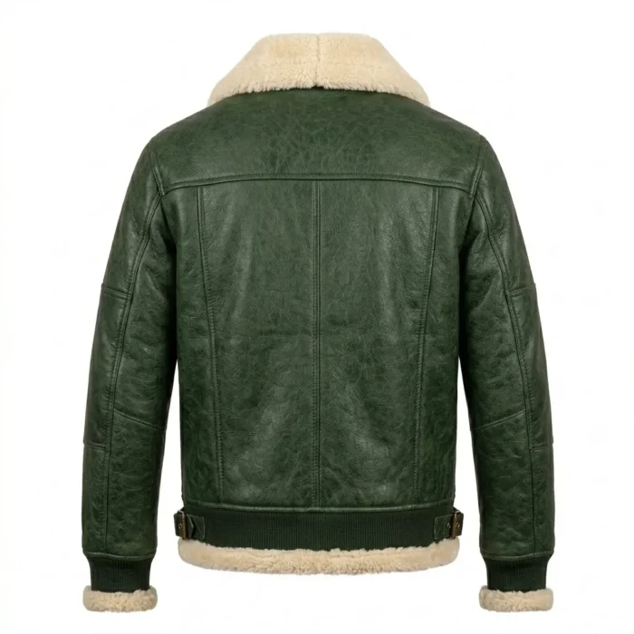 Superior Men's Green Leather Aviator Jacket MAS Leather Garments Back View