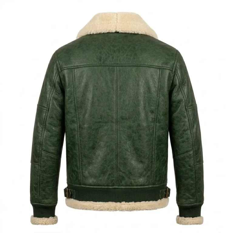 Superior Men's Green Leather Aviator Jacket MAS Leather Garments Back View
