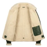 Superior Men's Green Leather Aviator Jacket MAS Leather Garments Inner View