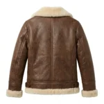 Superior Women's Brown Fur Leather Jackets MAS Leather Garments Back View