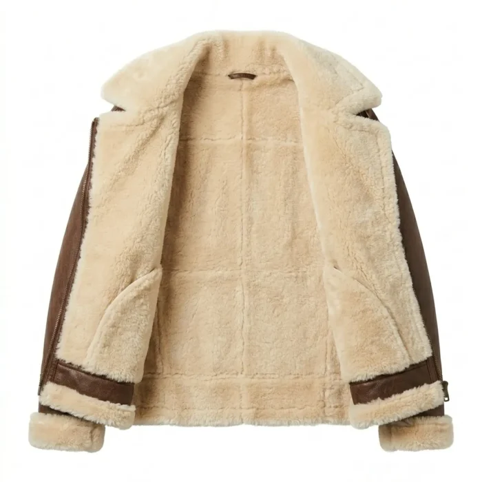 Superior Women's Brown Fur Leather Jackets MAS Leather Garments Inner View