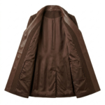 Superior Women's Brown Wool Leather Trim Coat MAS Leather Garments Inner View