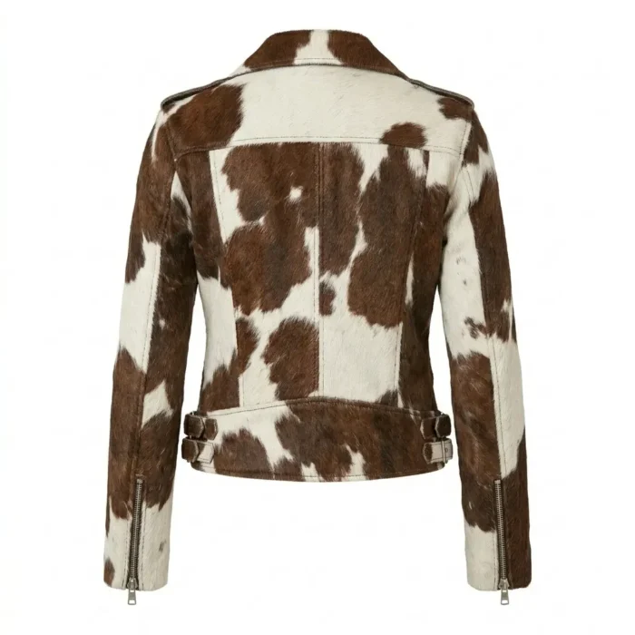 Ultra Quality Women's Brown Pony Hair-On Jacket MAS Leather Garments Back View