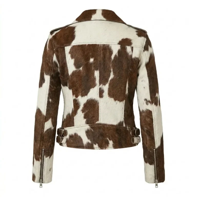 Ultra Quality Women's Brown Pony Hair-On Jacket MAS Leather Garments Back View
