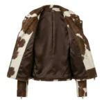 Ultra Quality Women's Brown Pony Hair-On Jacket MAS Leather Garments Inner View